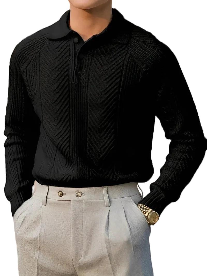 Langärmeliger Strickpullover mit Struktur für Herren-Men Sweaters-Alpenkind