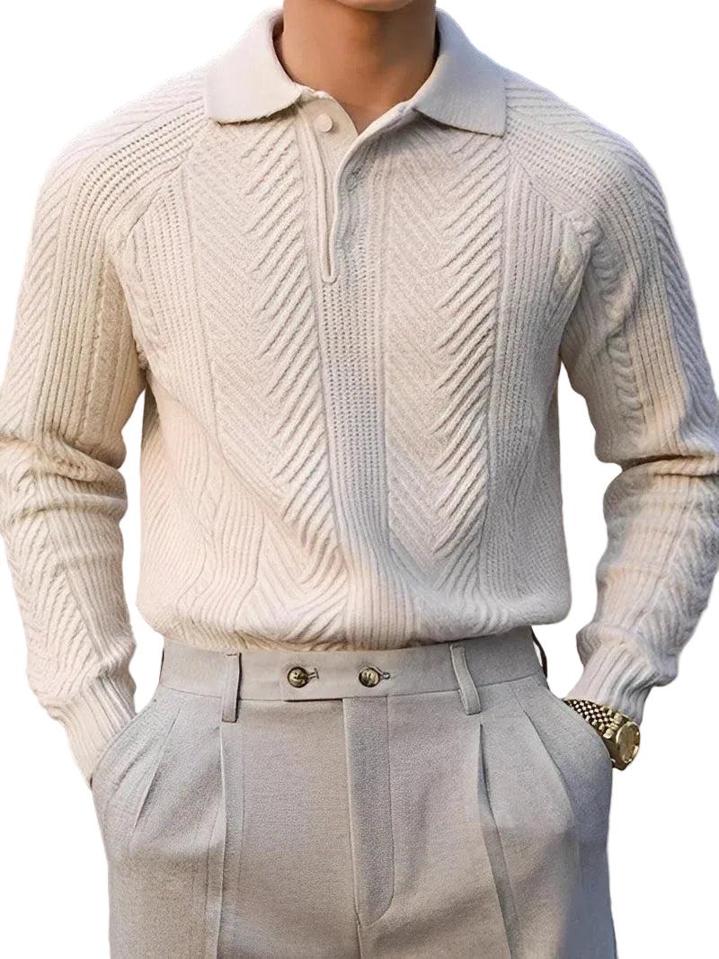 Langärmeliger Strickpullover mit Struktur für Herren-Men Sweaters-Alpenkind