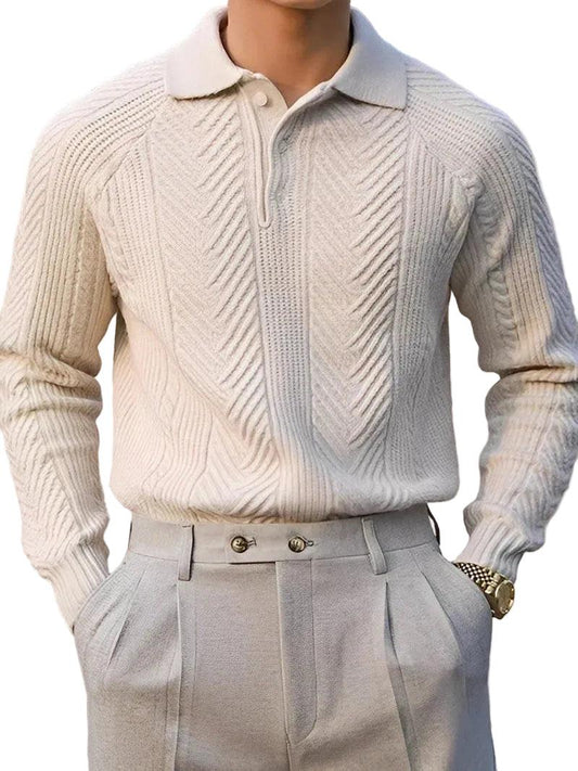 Langärmeliger Strickpullover mit Struktur für Herren-Men Sweaters-Alpenkind