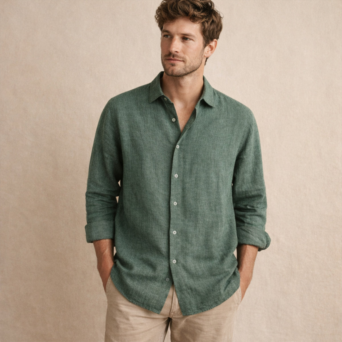 Langärmliges Leinenhemd für Herren-Shirts for men-Alpenkind