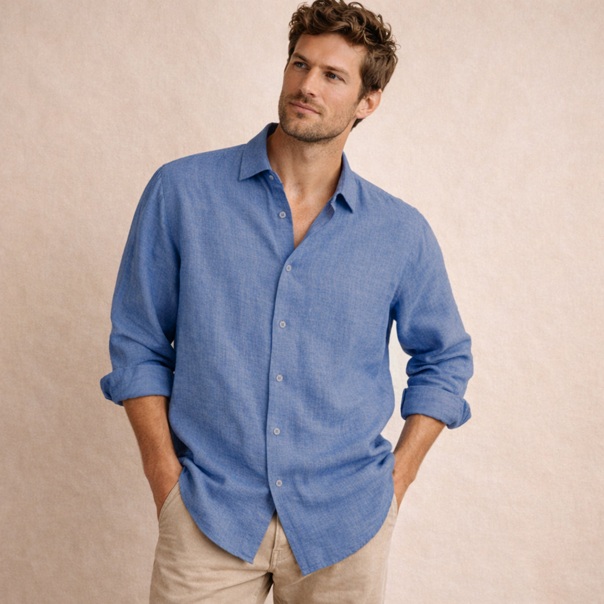 Langärmliges Leinenhemd für Herren-Shirts for men-Alpenkind