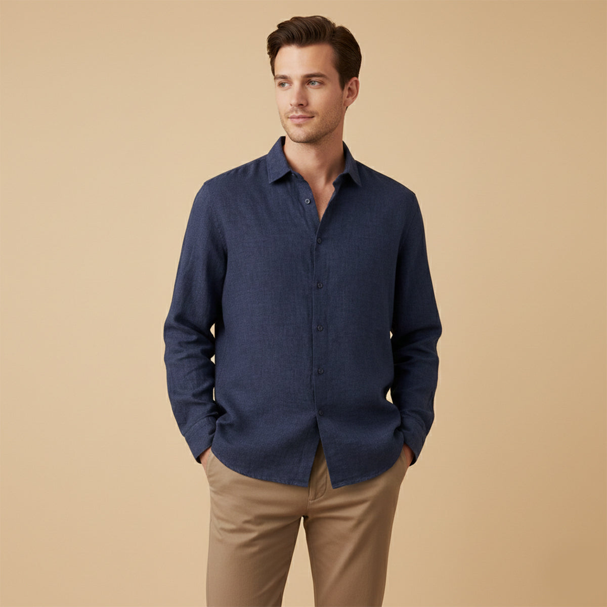 Langärmliges Leinenhemd für Herren-Shirts for men-Alpenkind