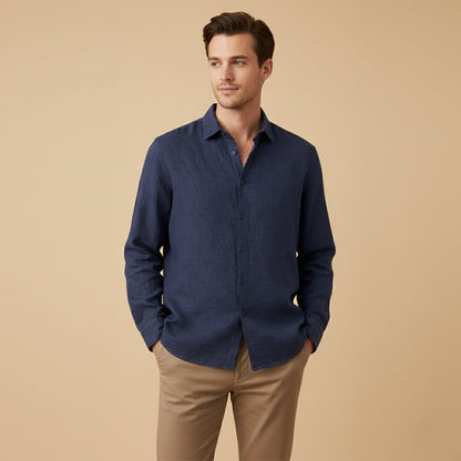 Langärmliges Leinenhemd für Herren-Shirts for men-Alpenkind