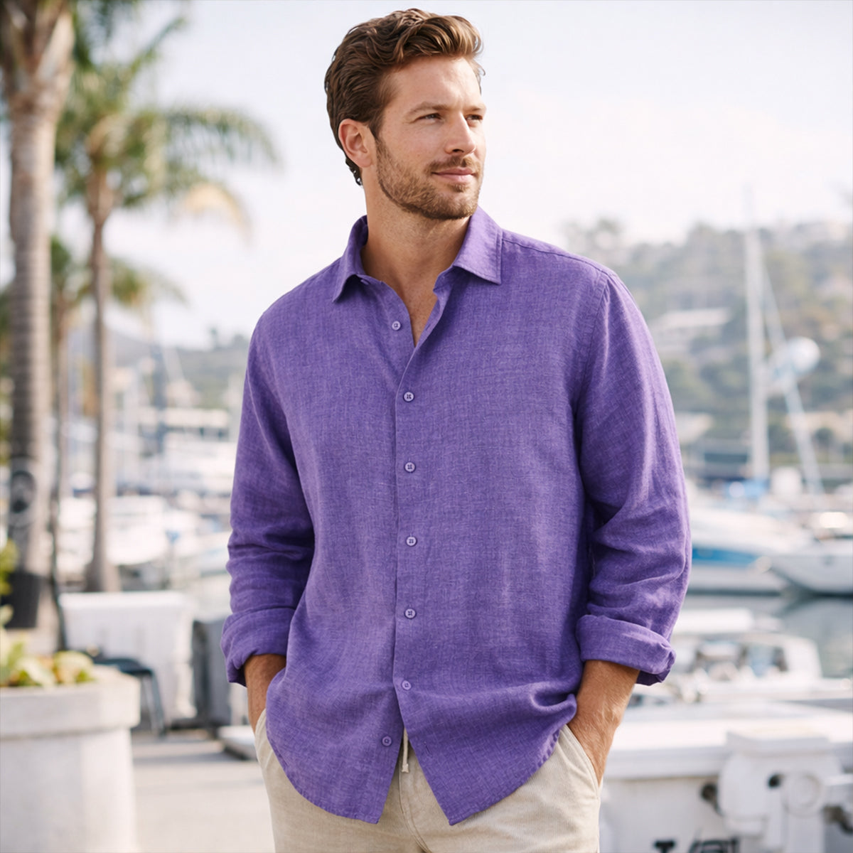 Langärmliges Leinenhemd für Herren-Shirts for men-Alpenkind