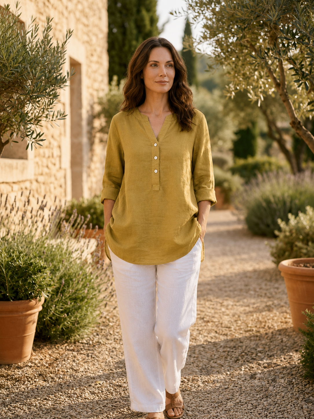 Lange Damen-Tunika mit Knopfleiste-Women's Tops-Alpenkind