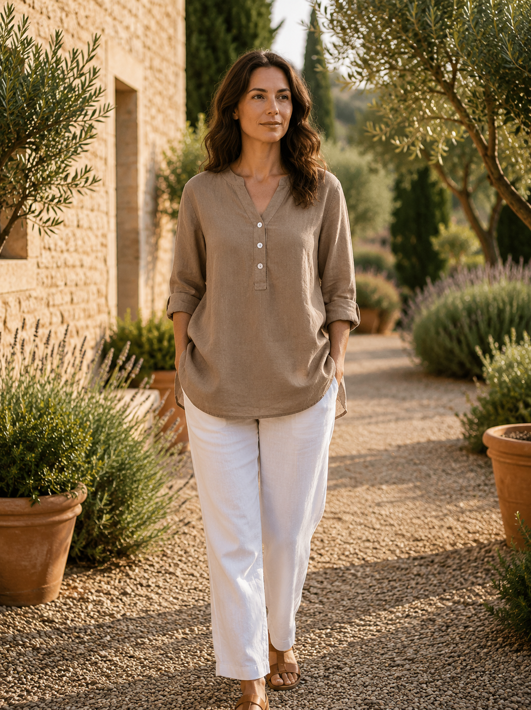 Lange Damen-Tunika mit Knopfleiste-Women's Tops-Alpenkind