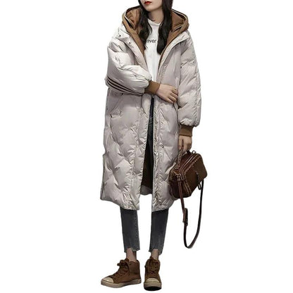 Lange Damenjacke mit Kapuze und voller Länge-Alpenkind