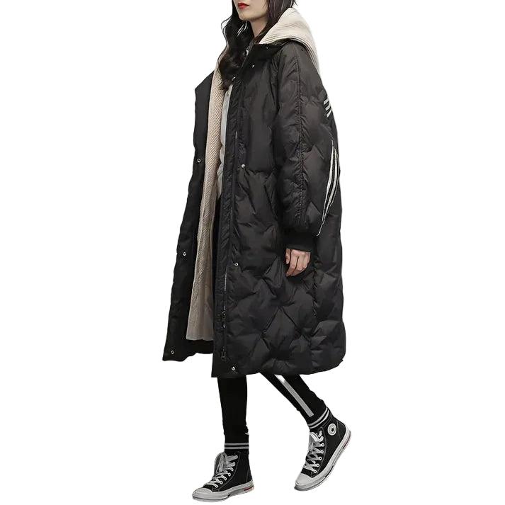 Lange Damenjacke mit Kapuze und voller Länge-Alpenkind