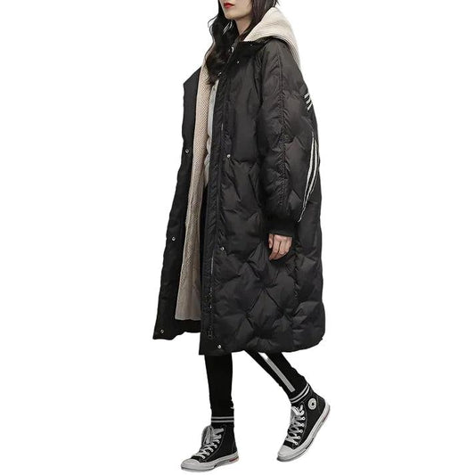 Lange Damenjacke mit Kapuze und voller Länge-Alpenkind