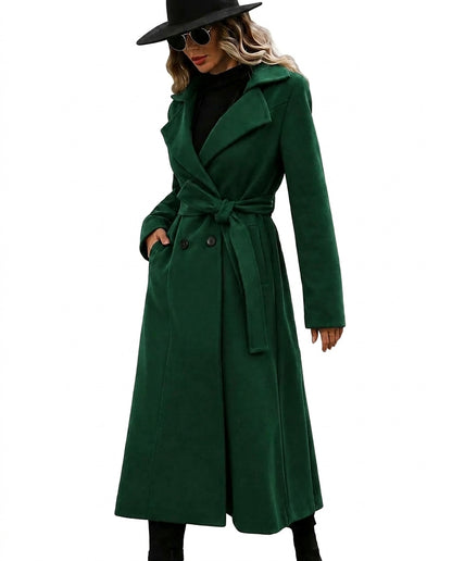 Langer Damen-Trenchcoat mit Gürtel und Reverskragen-Coats for women-Alpenkind