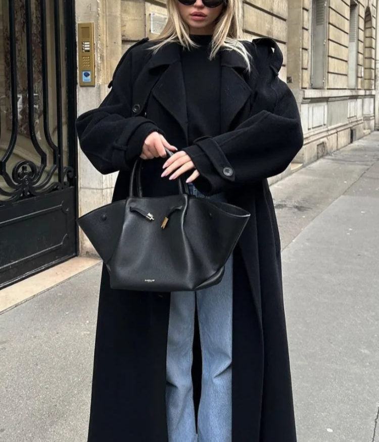Langer Damen-Trenchcoat mit Gürtelmanschetten-Coats for women-Alpenkind
