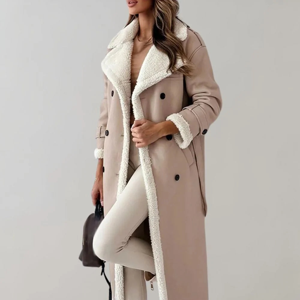 Langer Damenmantel aus Kunstmaterial mit Teddyfutter-Jacket for women-Alpenkind