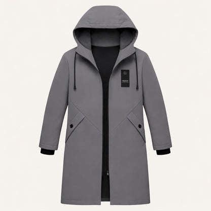 Langer Herren-Kapuzenparka mit Kordelzug und Frontreißverschluss-Jackets for men-Alpenkind