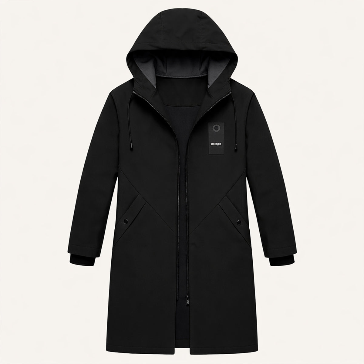Langer Herren-Kapuzenparka mit Kordelzug und Frontreißverschluss-Jackets for men-Alpenkind