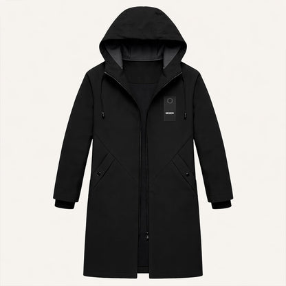 Langer Herren-Kapuzenparka mit Kordelzug und Frontreißverschluss-Jackets for men-Alpenkind