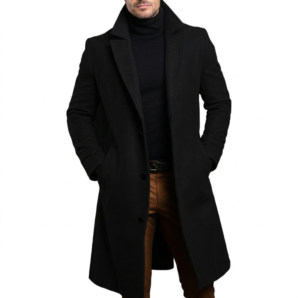 Langer Herren-Mantel mit Drei-Knopf-Verschluss-Coats for men-Alpenkind