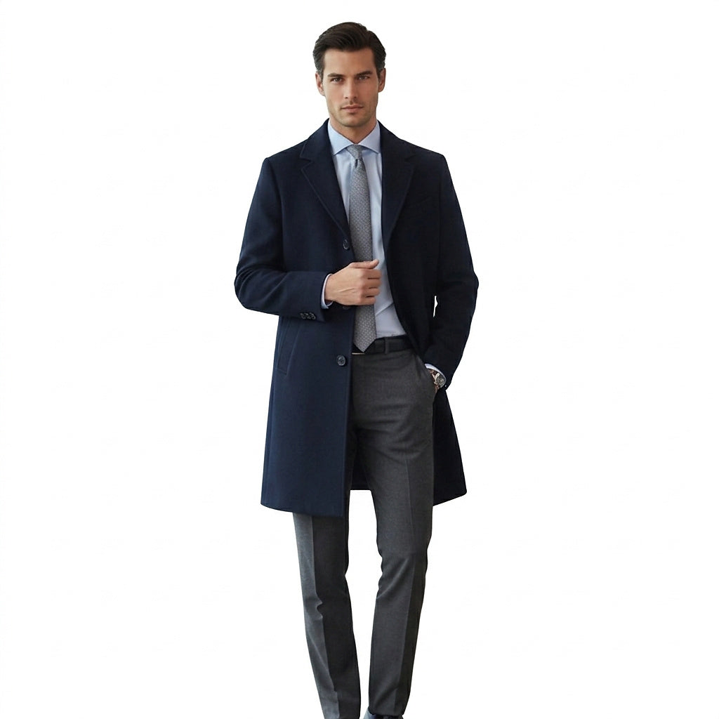 Langer Herren-Mantel mit Drei-Knopf-Verschluss-Coats for men-Alpenkind