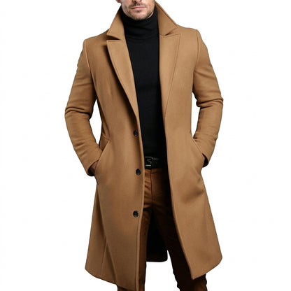 Langer Herren-Mantel mit Drei-Knopf-Verschluss-Coats for men-Alpenkind