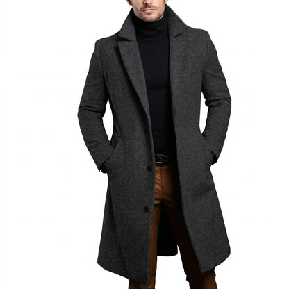 Langer Herren-Mantel mit Drei-Knopf-Verschluss-Coats for men-Alpenkind