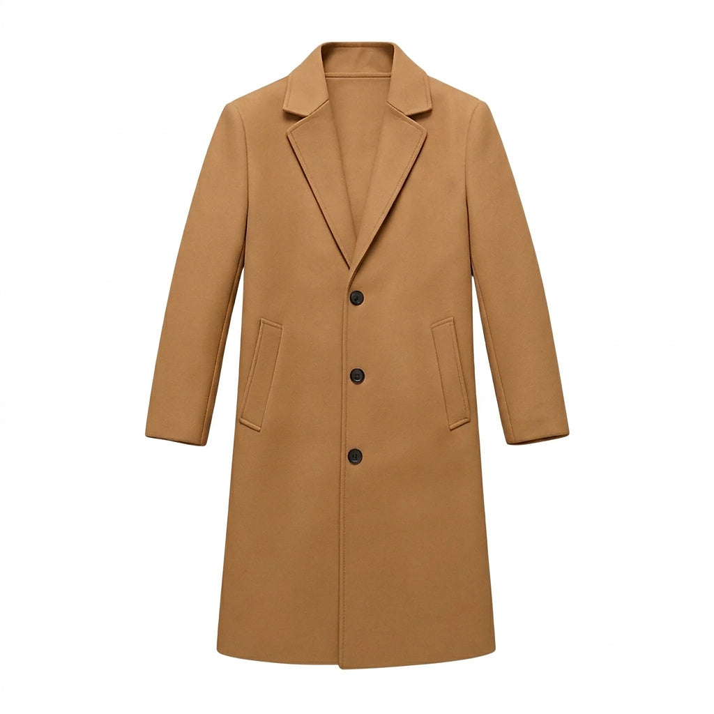 Langer Herren-Mantel mit Drei-Knopf-Verschluss-Coats for men-Alpenkind