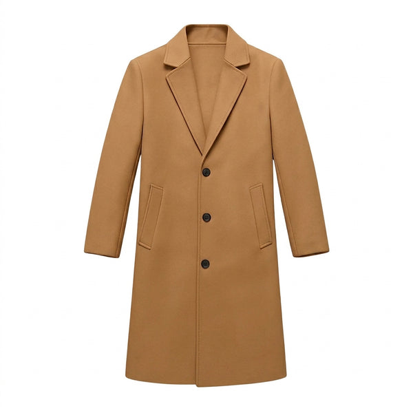 Langer Herren-Mantel mit Drei-Knopf-Verschluss-Coats for men-Alpenkind