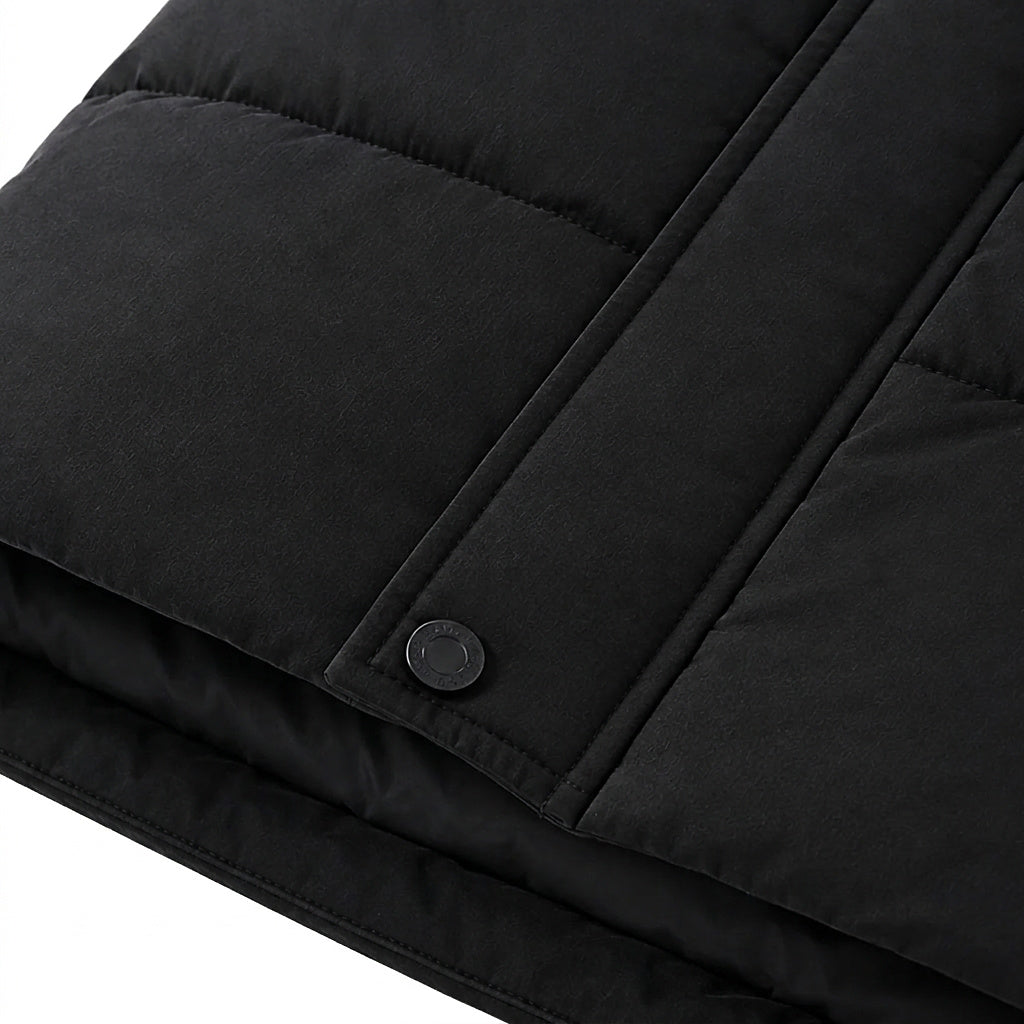 Langer Herren-Steppmantel mit Kapuze-Coats for men-Alpenkind
