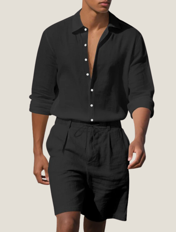 Leinen-Set für Herren: Hemd und Shorts-Sets for Men-Alpenkind