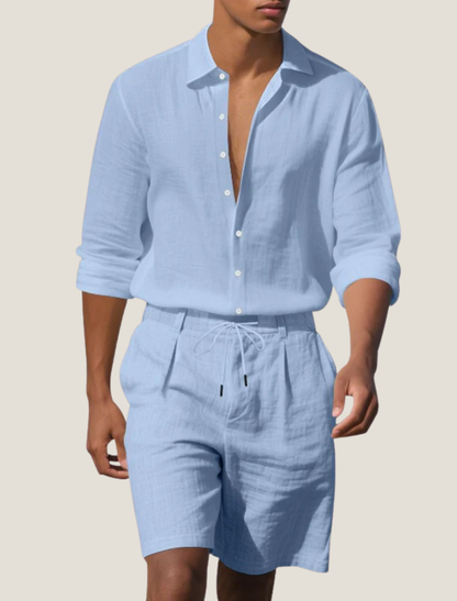 Leinen-Set für Herren: Hemd und Shorts-Sets for Men-Alpenkind