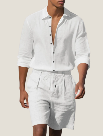 Leinen-Set für Herren: Hemd und Shorts-Sets for Men-Alpenkind