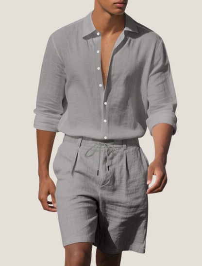 Leinen-Set für Herren: Hemd und Shorts-Sets for Men-Alpenkind
