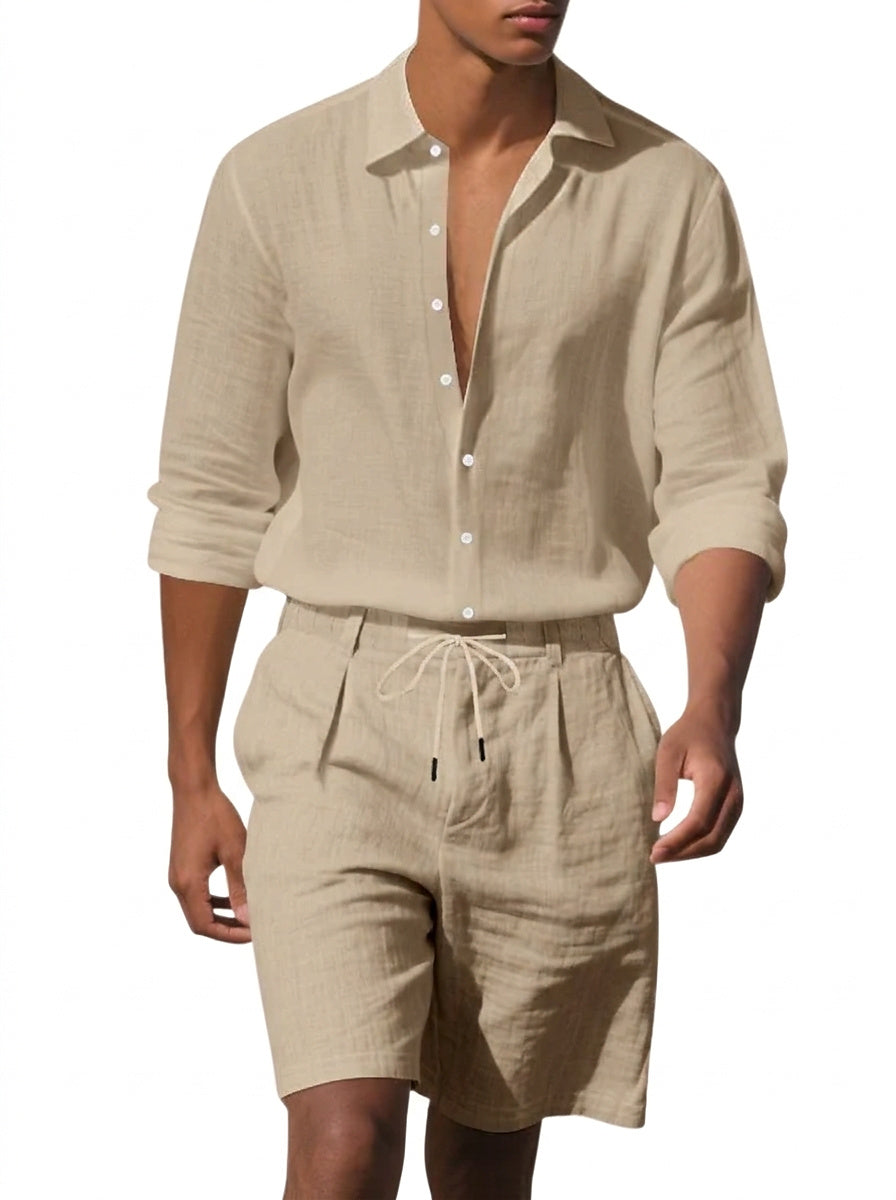 Leinen-Set für Herren: Hemd und Shorts-Sets for Men-Alpenkind