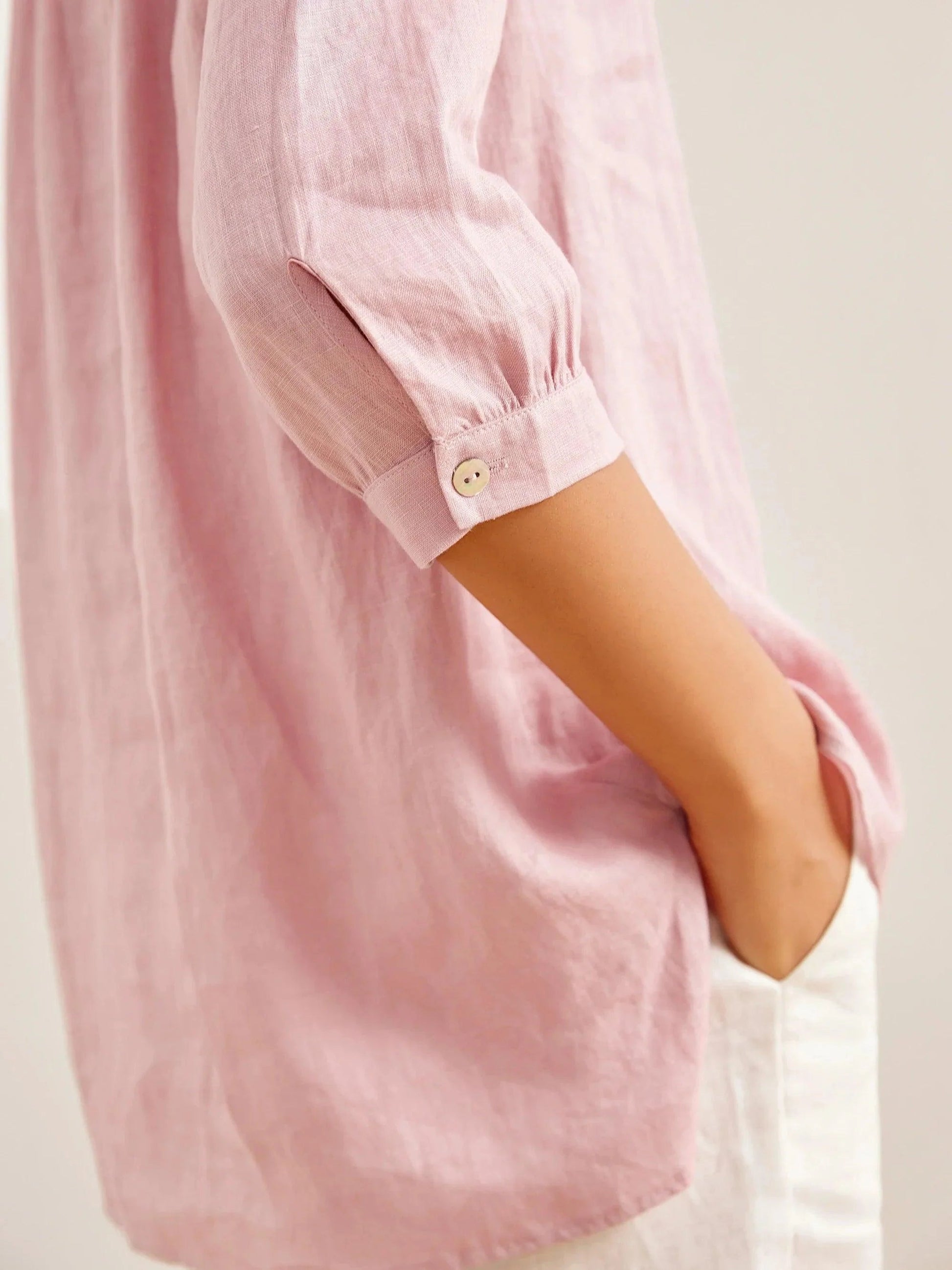 Leinen-Tunika mit V-Ausschnitt für Damen-Shirts for women-Alpenkind