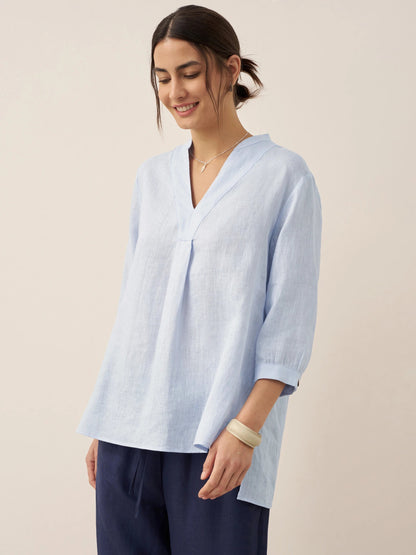 Leinen-Tunika mit V-Ausschnitt für Damen-Shirts for women-Alpenkind