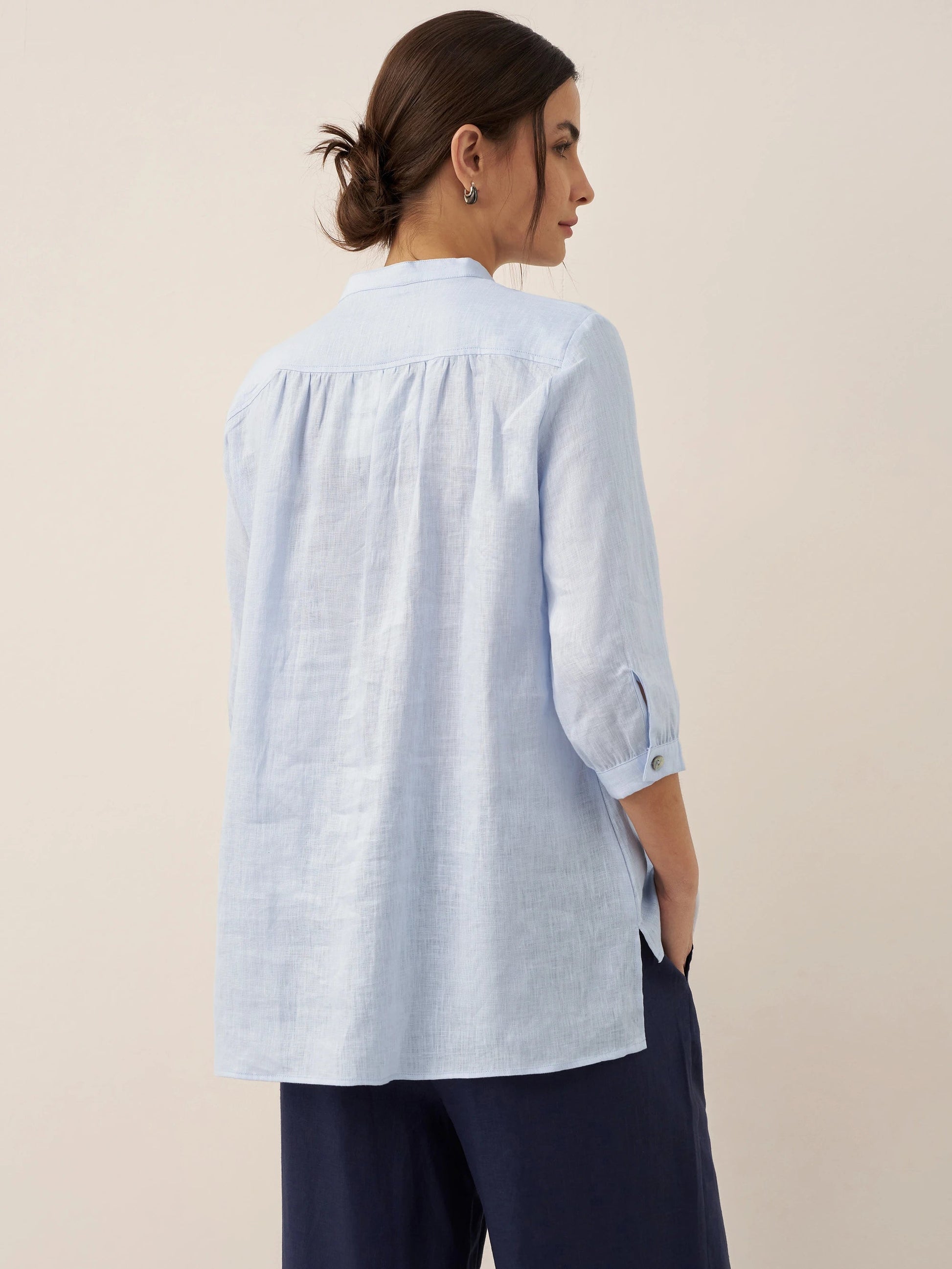 Leinen-Tunika mit V-Ausschnitt für Damen-Shirts for women-Alpenkind