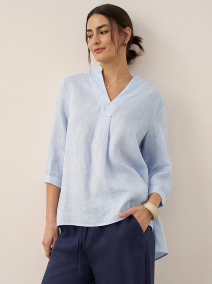 Leinen-Tunika mit V-Ausschnitt für Damen-Shirts for women-Alpenkind
