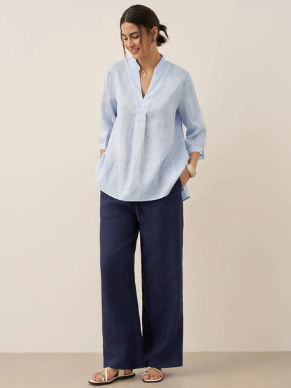 Leinen-Tunika mit V-Ausschnitt für Damen-Shirts for women-Alpenkind