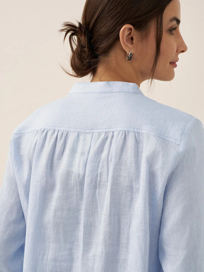 Leinen-Tunika mit V-Ausschnitt für Damen-Shirts for women-Alpenkind