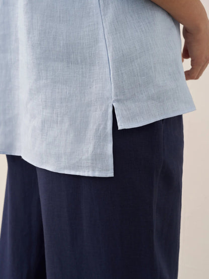 Leinen-Tunika mit V-Ausschnitt für Damen-Shirts for women-Alpenkind
