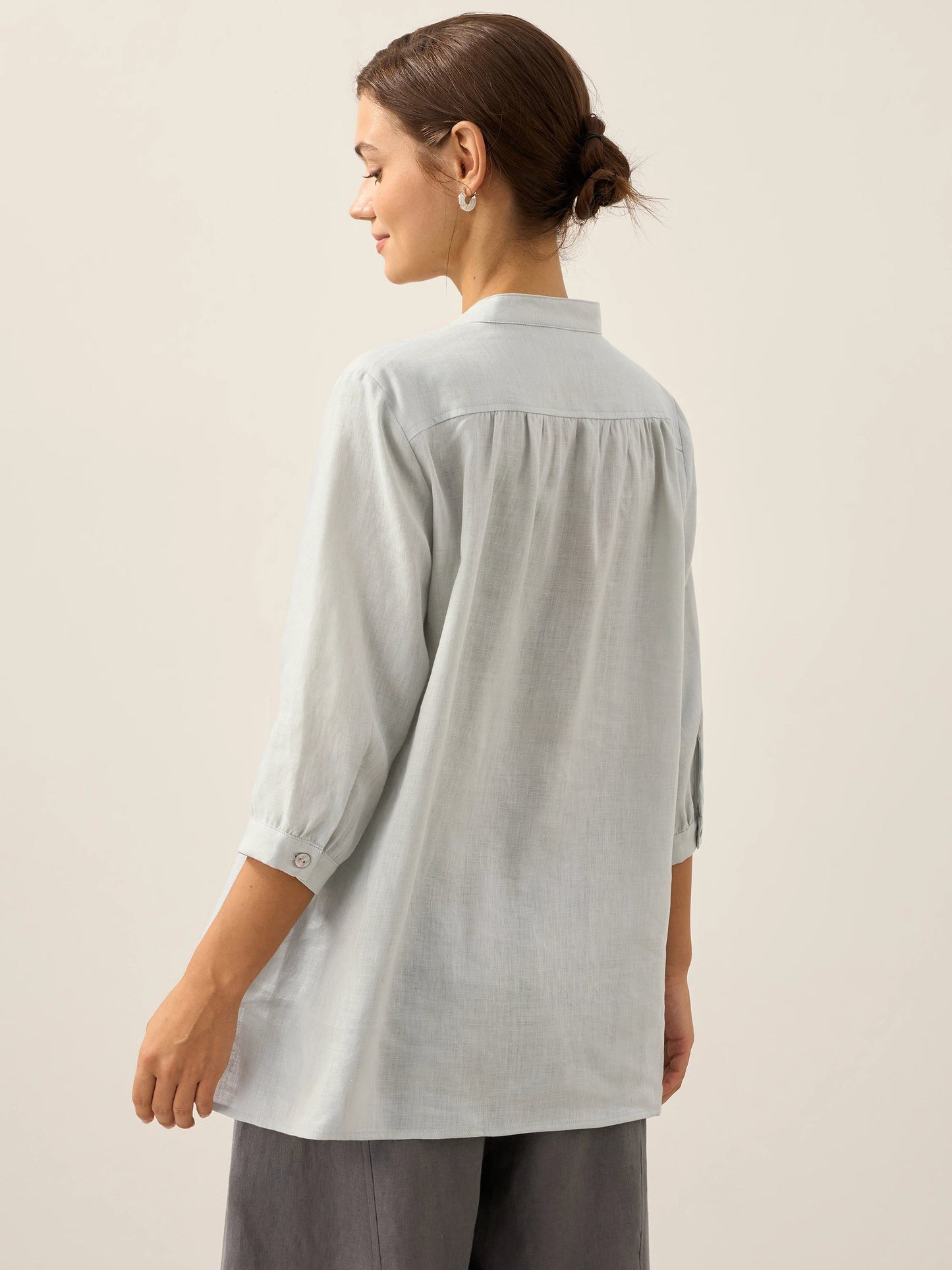 Leinen-Tunika mit V-Ausschnitt für Damen-Shirts for women-Alpenkind