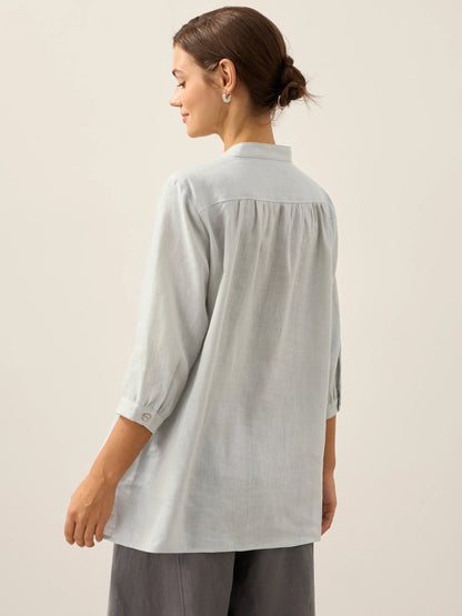 Leinen-Tunika mit V-Ausschnitt für Damen-Shirts for women-Alpenkind