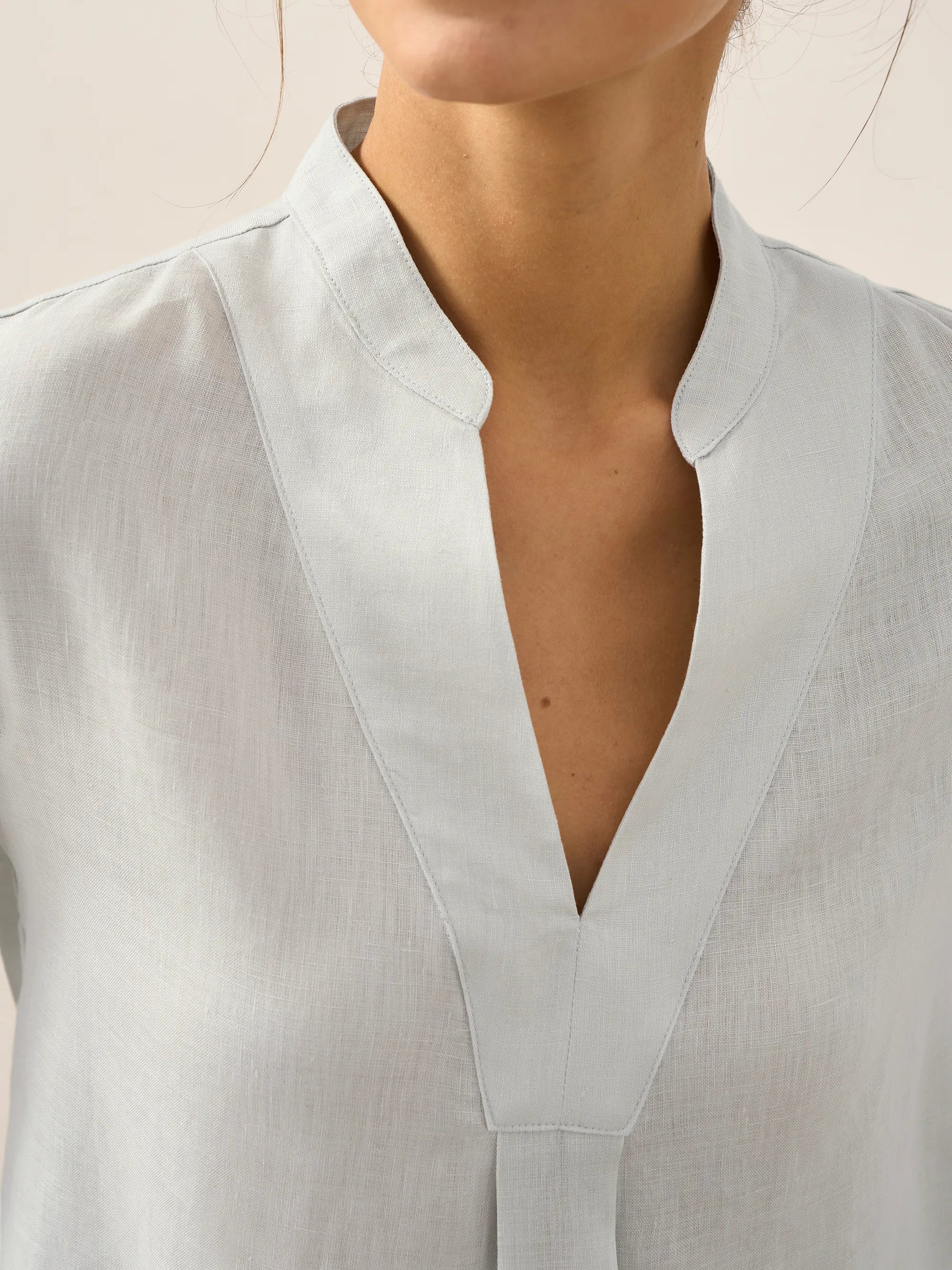Leinen-Tunika mit V-Ausschnitt für Damen-Shirts for women-Alpenkind