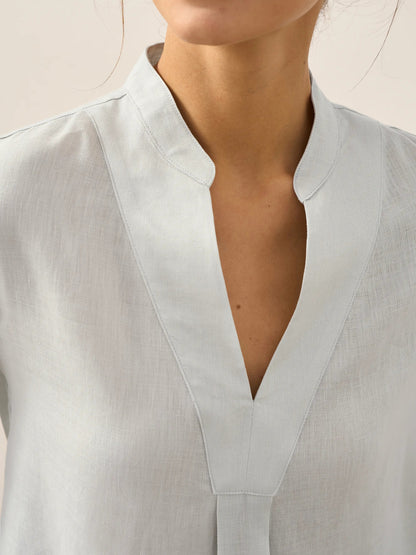 Leinen-Tunika mit V-Ausschnitt für Damen-Shirts for women-Alpenkind