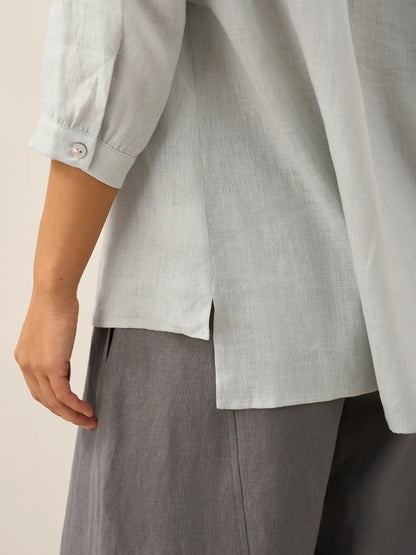 Leinen-Tunika mit V-Ausschnitt für Damen-Shirts for women-Alpenkind