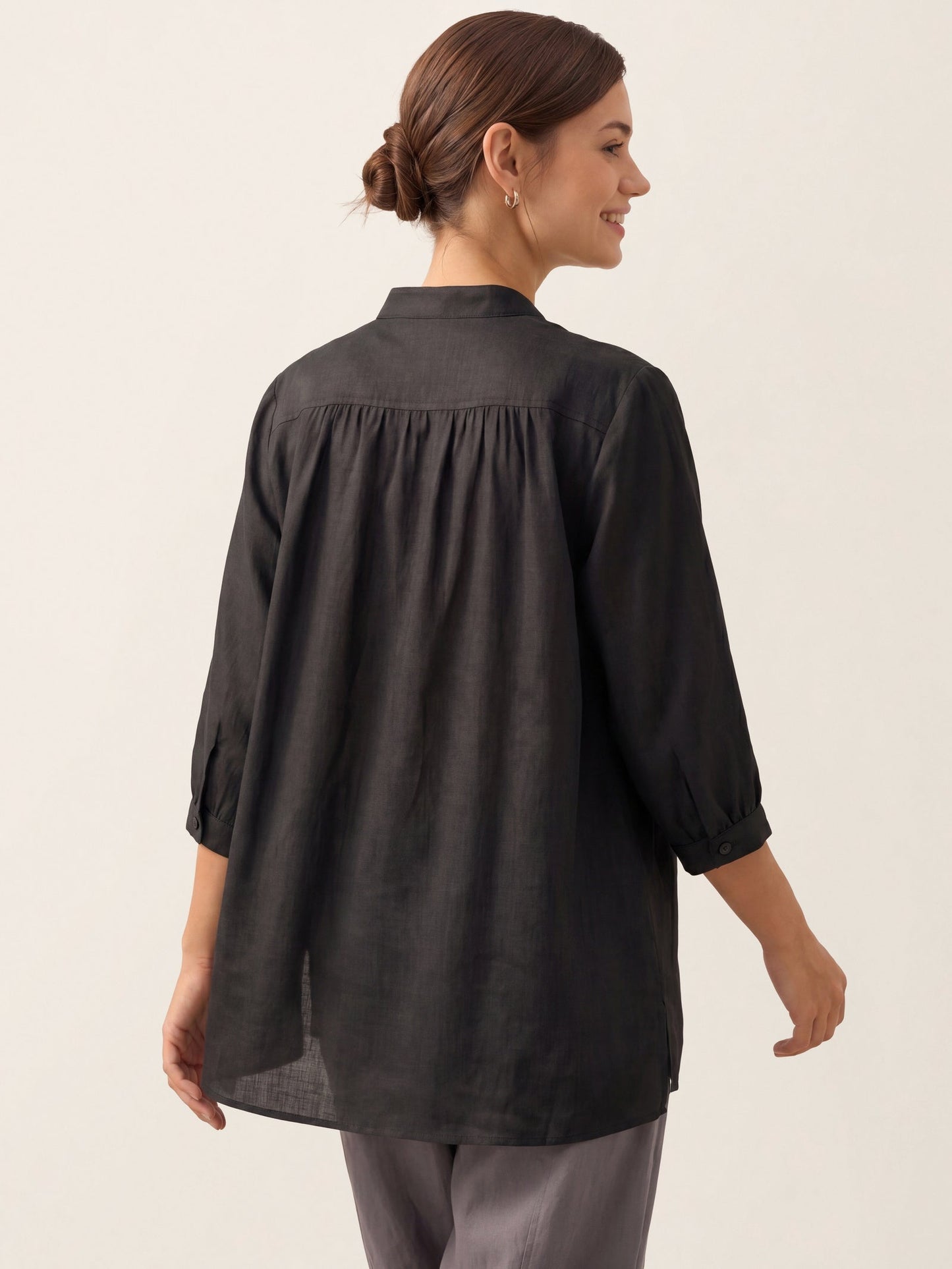Leinen-Tunika mit V-Ausschnitt für Damen-Shirts for women-Alpenkind