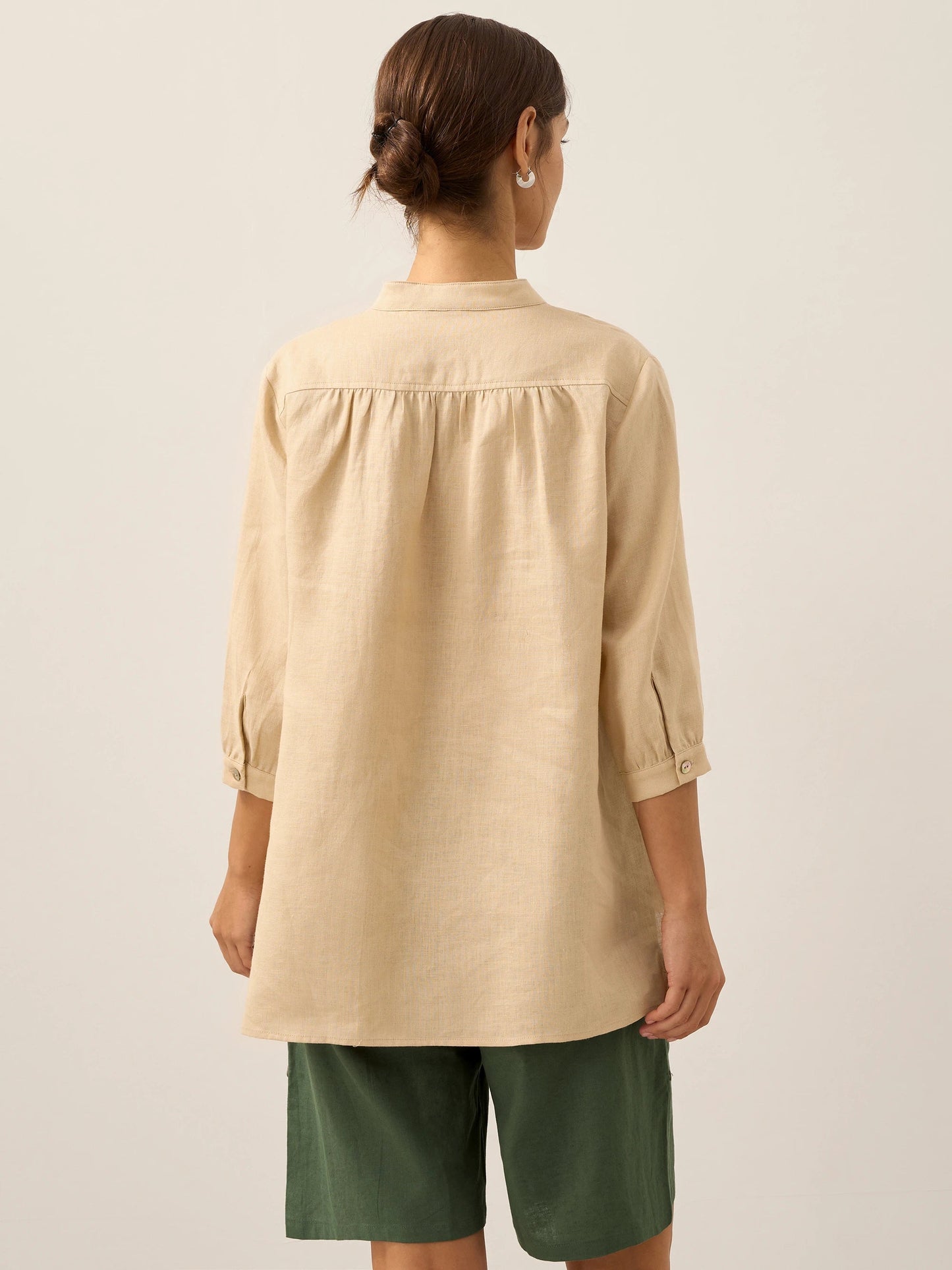 Leinen-Tunika mit V-Ausschnitt für Damen-Shirts for women-Alpenkind