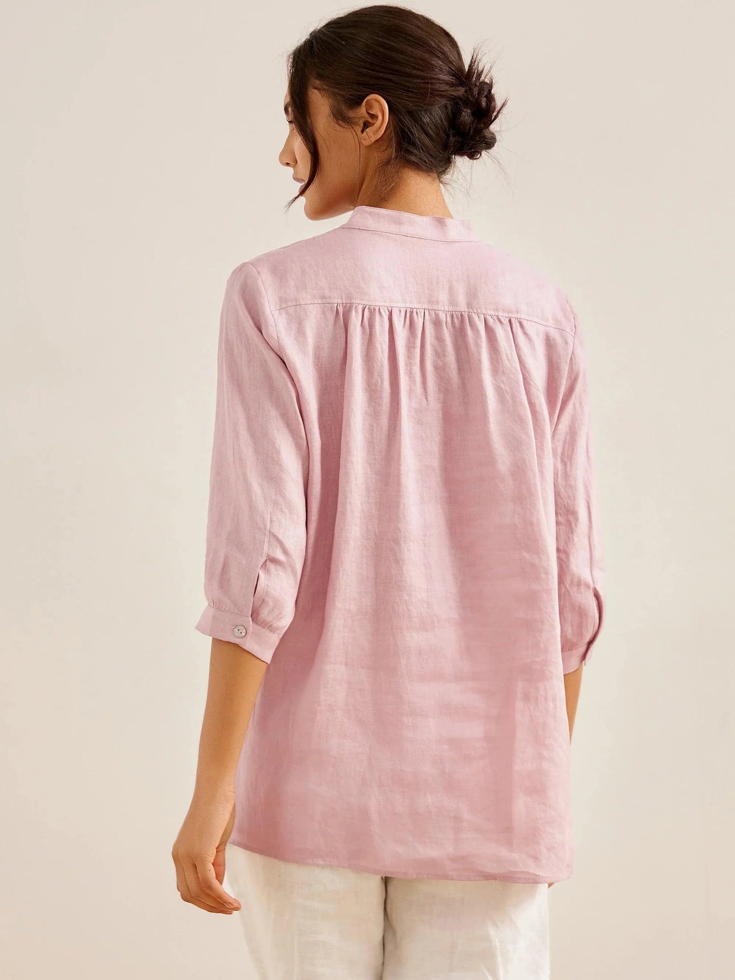 Leinen-Tunika mit V-Ausschnitt für Damen-Shirts for women-Alpenkind