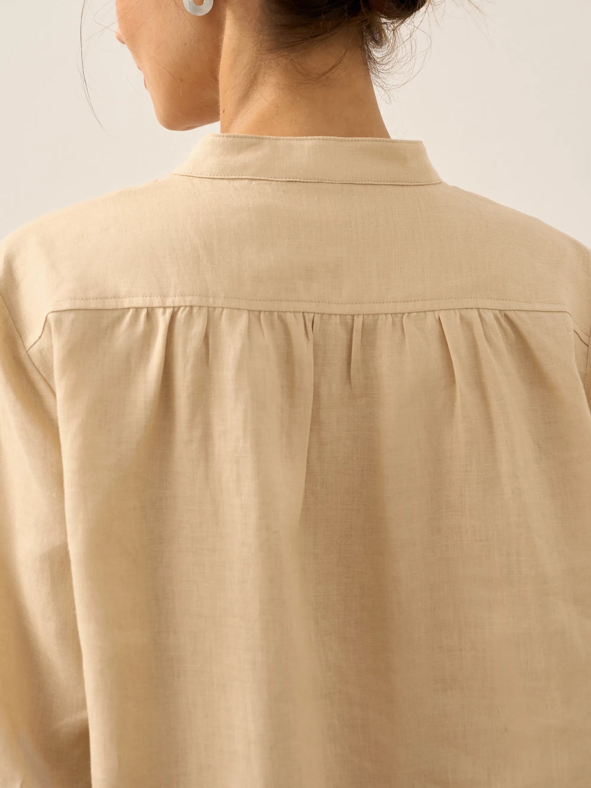 Leinen-Tunika mit V-Ausschnitt für Damen-Shirts for women-Alpenkind