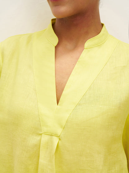 Leinen-Tunika mit V-Ausschnitt für Damen-Shirts for women-Alpenkind