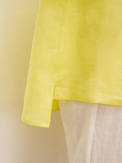 Leinen-Tunika mit V-Ausschnitt für Damen-Shirts for women-Alpenkind