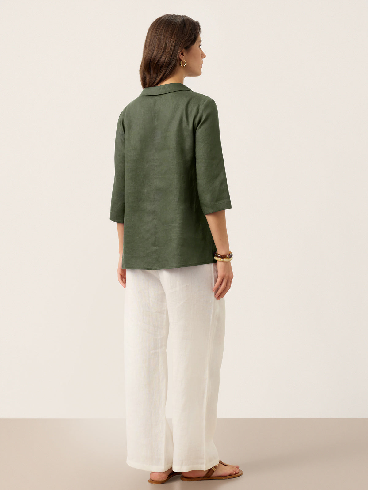 Leinentop für Damen mit asymmetrischem Kragen-Tops for women-Alpenkind